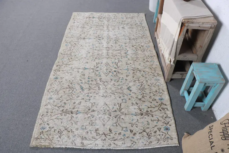 Elegante alfombra ombré beige y azul, decoración elegante de 3,5 x 6,5 pies