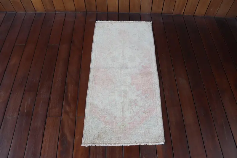 Türk Halısı, Küçük 1.6x3.2 ft Halı, Oushak Beyaz Puantiyeli Halı - 1