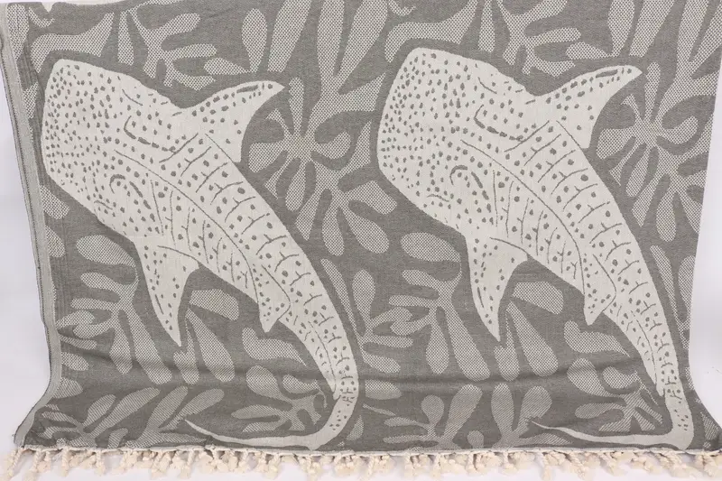 100x92 Cotton Whale Design Towel, Bridal Shower Gift, Valentine Day Gift For Her, Halloween Gifts, Throw Blanket, Shower Curtain, Tablecloth - 1