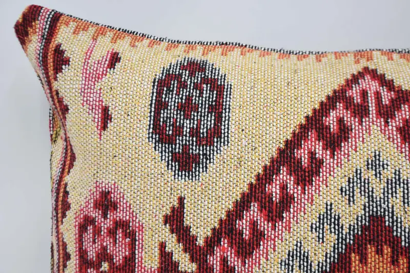 Antique Pillows, Vintage Kilim Throw Pillow, Retro Pillow Sham, Boho Pillow, Pillow, 20x28 Yellow Pillow Cover, Accent Cushion - 2