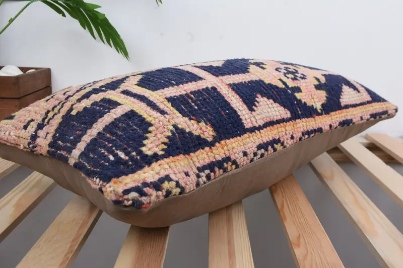Throw Kilim Pillow, Vintage Pillow, Accent Throw Pillow, Pillow Sham, Boho Pillow, Muted Pillow Cover, 12x24 Blue Cushion Cover, Muted Cushion Cover - 6