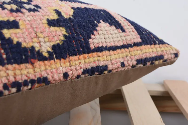Throw Kilim Pillow, Vintage Pillow, Accent Throw Pillow, Pillow Sham, Boho Pillow, Muted Pillow Cover, 12x24 Blue Cushion Cover, Muted Cushion Cover - 7