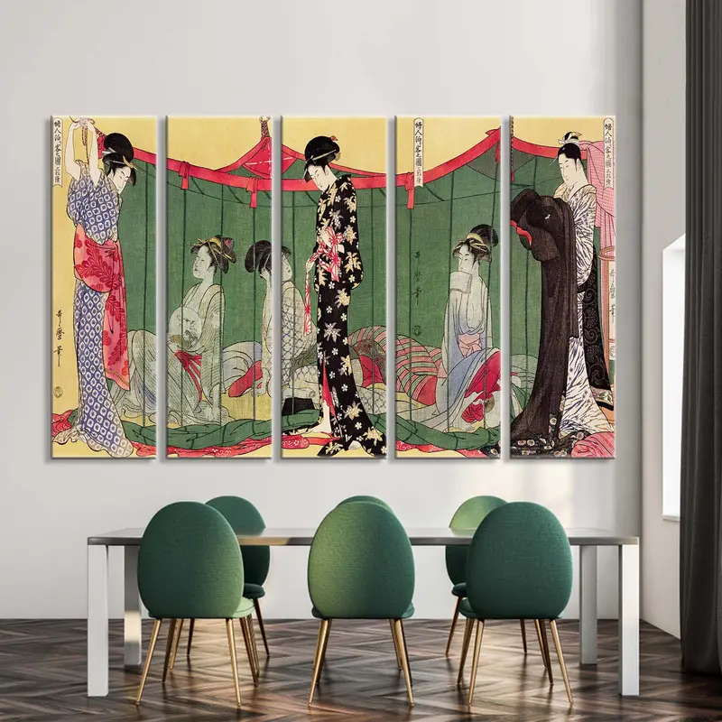 Utamaro Kitagawa Canvas, hermosa decoración de mujeres japonesas, mujer con estampado visitante, arte de pared de Utamaro Kitagawa, decoración de mujeres, decoración de la pared - 4