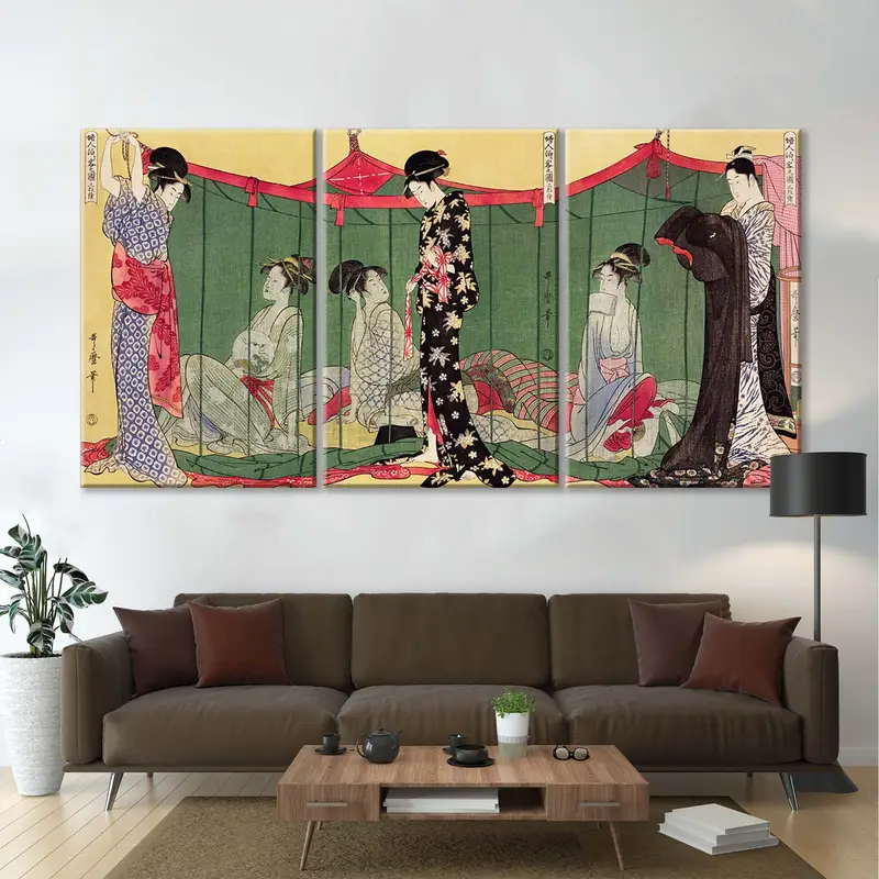 Utamaro Kitagawa Canvas, hermosa decoración de mujeres japonesas, mujer con estampado visitante, arte de pared de Utamaro Kitagawa, decoración de mujeres, decoración de la pared - 1