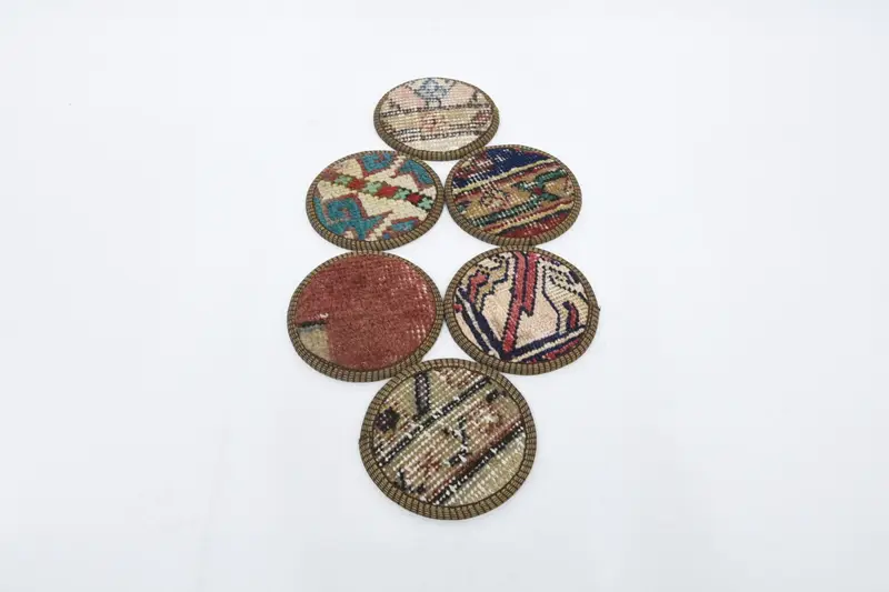 Posavasos redondo bohemio, posavasos rojo y bronce