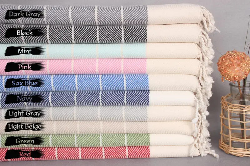 Bridesmaid Gift Towel, Bridesmaid Gift, Personalized Kitchen Towel, Turkish Towel Hand Towel, Monogram Kitchen Towel, 36x16 Cotton Striped Towel - 1
