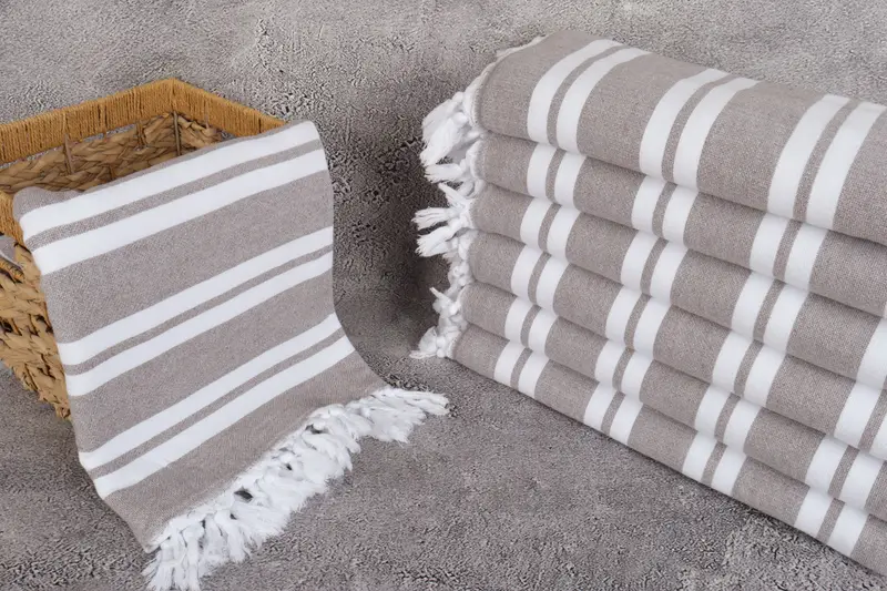 Lightweight towel, Wedding Anniversary Gift, Beach towel, Custom Wedding Gifts, Family Gift Basket, Unique Gift, 68x36 Cotton Striped Terry Towel - 3