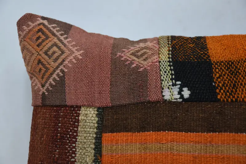 Boho Pillow, Pillow, Living Room Throw Cushion Case, 12x24 Brown Cushion Cover, Vintage Kilim Throw Pillow, Handmade Kilim Cushion - 2