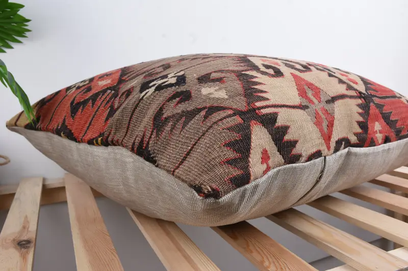 Pillow for Couch, 24x24 Brown Pillow Case, Sofa Bolster Pillow Case, Cushion Case, Boho Pillow, Vintage Kilim Throw Pillow, Meditation Pillow - 6