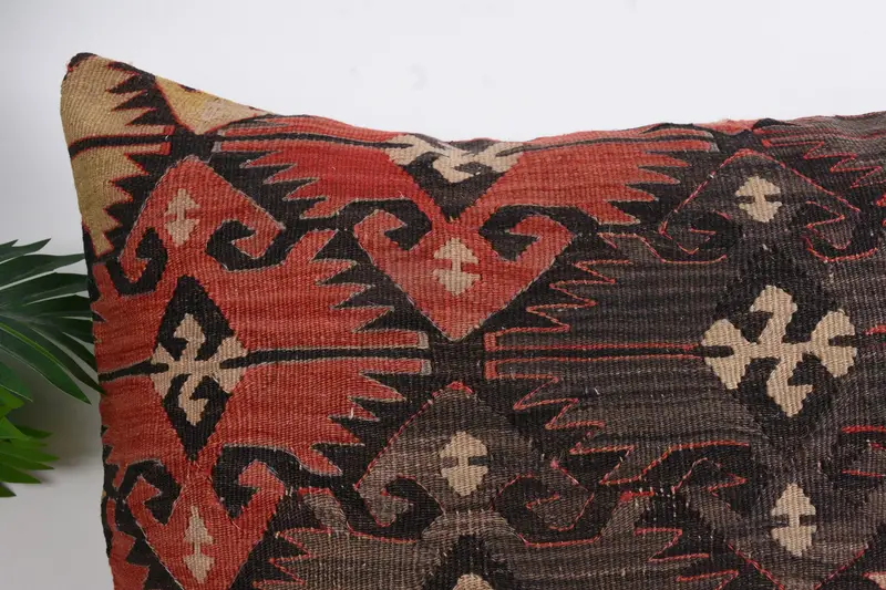 Pillow for Couch, 24x24 Brown Pillow Case, Sofa Bolster Pillow Case, Cushion Case, Boho Pillow, Vintage Kilim Throw Pillow, Meditation Pillow - 2