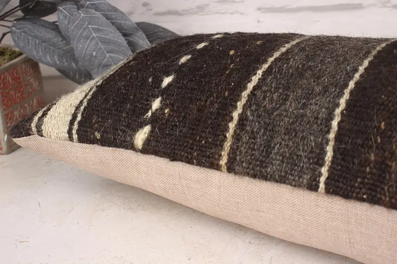 Handmade Kilim Cushion, Pillow Case, Tribal Pillow Case, Home Decor Pillow, Shabby Chic Pillow Cover, 12x36 Brown Cushion, Gift Pillow - 6