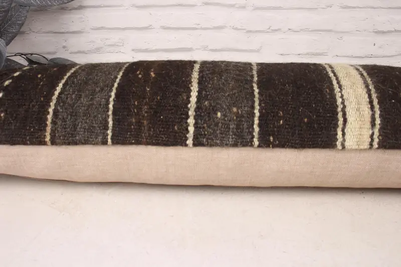 Handmade Kilim Cushion, Pillow Case, Tribal Pillow Case, Home Decor Pillow, Shabby Chic Pillow Cover, 12x36 Brown Cushion, Gift Pillow - 5