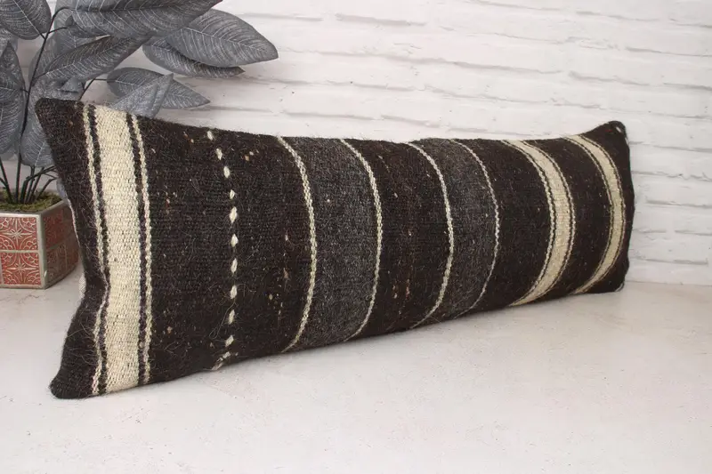 Handmade Kilim Cushion, Pillow Case, Tribal Pillow Case, Home Decor Pillow, Shabby Chic Pillow Cover, 12x36 Brown Cushion, Gift Pillow - 3