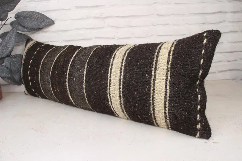 Handmade Kilim Cushion, Pillow Case, Tribal Pillow Case, Home Decor Pillow, Shabby Chic Pillow Cover, 12x36 Brown Cushion, Gift Pillow - 4