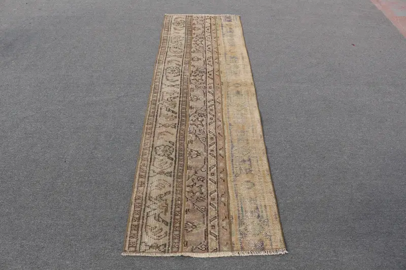 Kahverengi, Sarı Ikat Halı 2,1x6,9 ft, Şık Ev Dekorasyonu