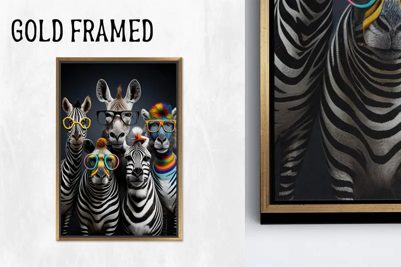 Modern Kanvas Tablo: Gözlüklü Sevimli Zebra - Sanatsal, Komik Baskı