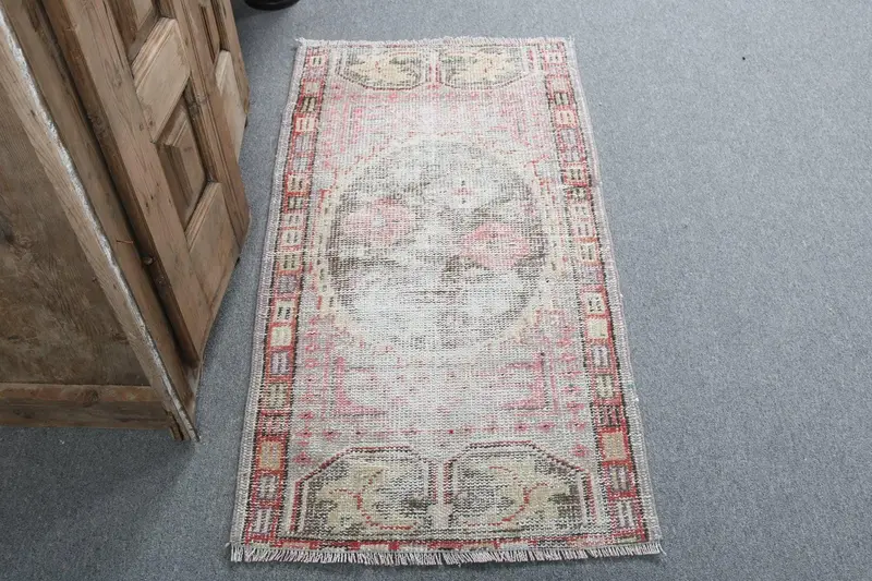 2.1x4.2 ft Küçük Vintage Halı, Kırmızı Kamuflaj Türk Halısı - 1
