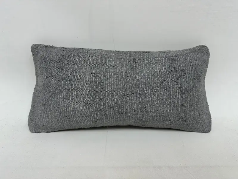 Gray Southwestern Embroidered Pillow, 10x20 Inches Throw Pillow - 1