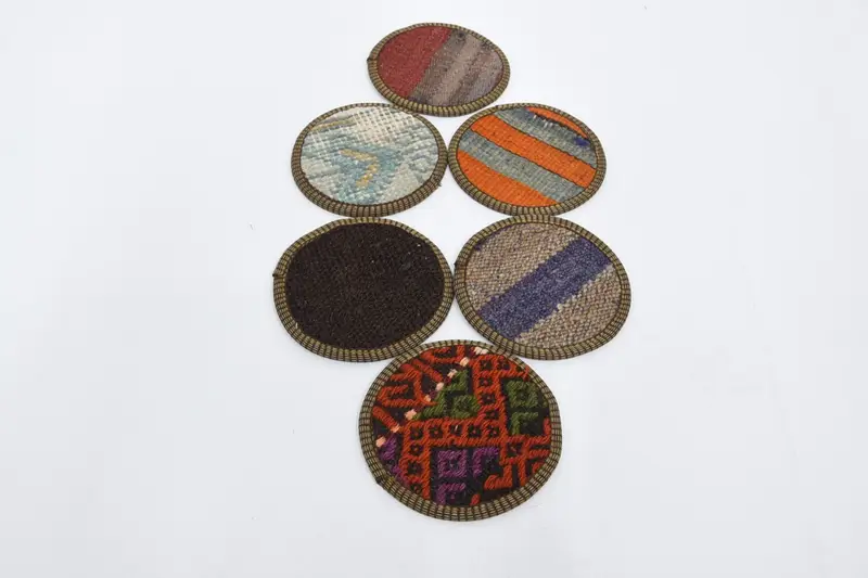 Red and Bronze Striped Coasters, Durable and Stylish Coaster Set