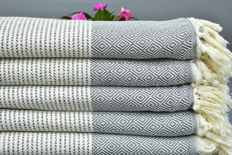 Beach Towel Turkey, Dark Gray, Natural Cotton, 72x40 Inches