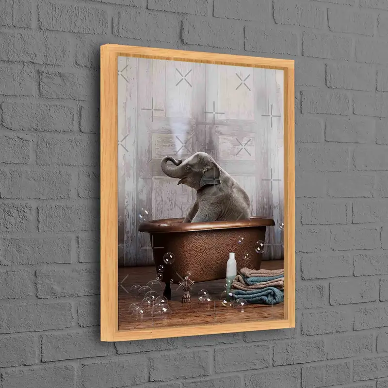 エレガントな象のバスルームキャンバス: ユニークなプリントアート装飾