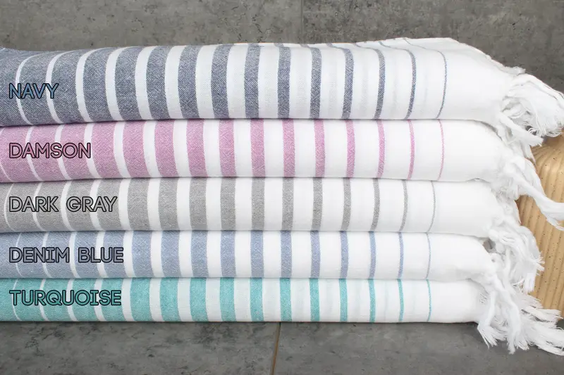 Striped Organic Cotton Towel Bath, Beige, 36x71 Inches