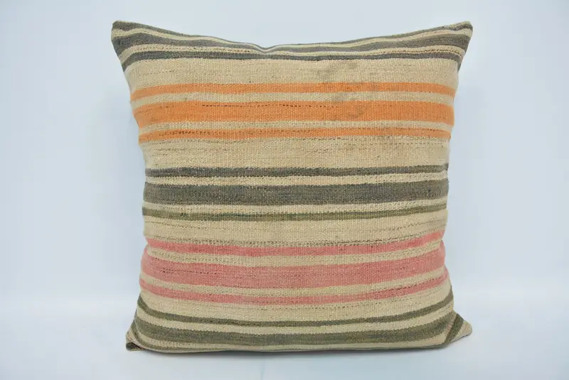 Beige und rosa gestreiftes Kissen, vielseitiges Kissen im Vintage-Stil