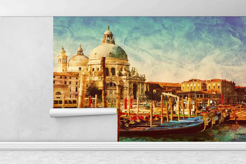 Italy Wall Stickers, Landscape Mural, Old Venice Landscape Paper Art, Cityscape Paper Craft, Modern Wallpaper, Contact Paper, Landscape Art, - 5