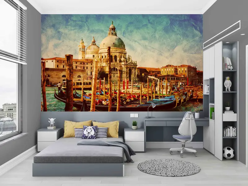 Italy Wall Stickers, Landscape Mural, Old Venice Landscape Paper Art, Cityscape Paper Craft, Modern Wallpaper, Contact Paper, Landscape Art, - 4