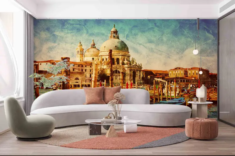 Italy Wall Stickers, Landscape Mural, Old Venice Landscape Paper Art, Cityscape Paper Craft, Modern Wallpaper, Contact Paper, Landscape Art, - 2