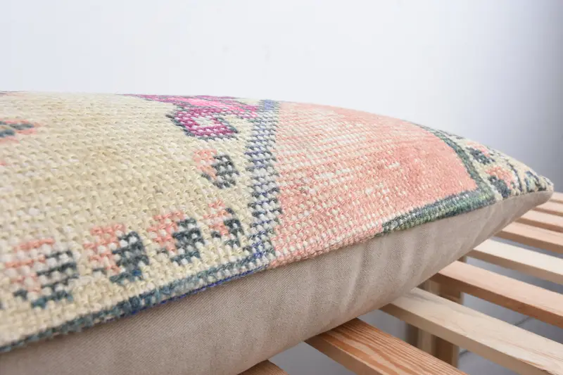 Boho Pillow Sham Cover, Morroccon Kilim Cushion Cushion Cover, Cushion Case, 12x48 Beige Pillow Sham, Kilim Pillow Cover, Throw Kilim Pillow - 8
