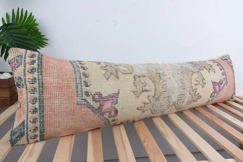 Boho Pillow Sham Cover, Morroccon Kilim Cushion Cushion Cover, Cushion Case, 12x48 Beige Pillow Sham, Kilim Pillow Cover, Throw Kilim Pillow - 4