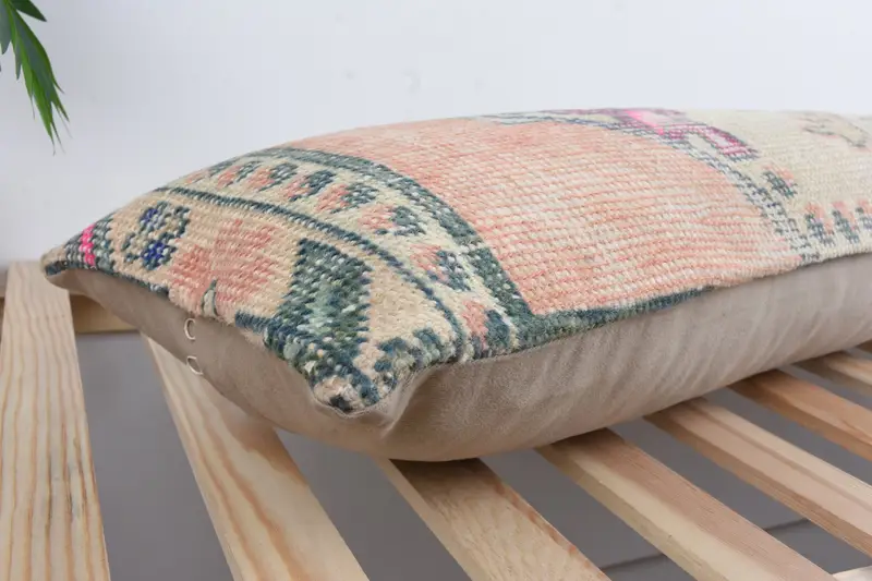 Boho Pillow Sham Cover, Morroccon Kilim Cushion Cushion Cover, Cushion Case, 12x48 Beige Pillow Sham, Kilim Pillow Cover, Throw Kilim Pillow - 6