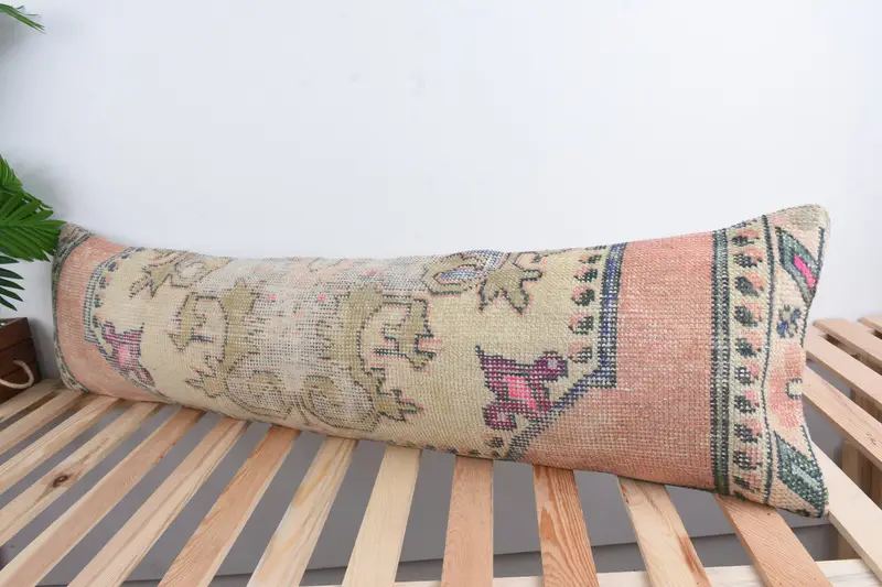 Boho Pillow Sham Cover, Morroccon Kilim Cushion Cushion Cover, Cushion Case, 12x48 Beige Pillow Sham, Kilim Pillow Cover, Throw Kilim Pillow - 5