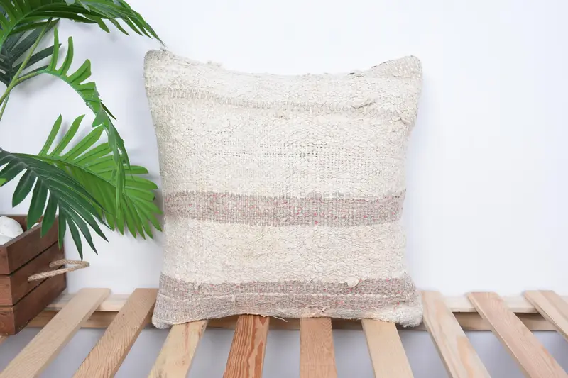Cushion Cover, Gift Pillow, Bright Pillow Sham, Outdoor Patio Cushion, Interior Designer Pillow, Kilim Pillow Cover, 16x16 White Cushion - 1