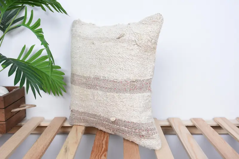 Cushion Cover, Gift Pillow, Bright Pillow Sham, Outdoor Patio Cushion, Interior Designer Pillow, Kilim Pillow Cover, 16x16 White Cushion - 5