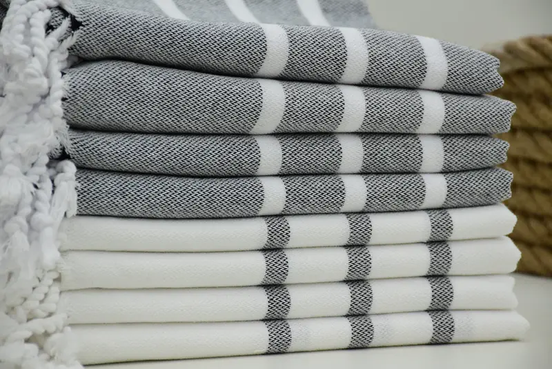 En iyi arkadaş düğün hediyesi, monogram mutfak havlu, 40x18 pamuklu çizgili havlu, onun için kişiselleştirilmiş hediye, monogramlı el havlu, mutfak havlu - 2