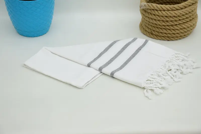 En iyi arkadaş düğün hediyesi, monogram mutfak havlu, 40x18 pamuklu çizgili havlu, onun için kişiselleştirilmiş hediye, monogramlı el havlu, mutfak havlu - 5