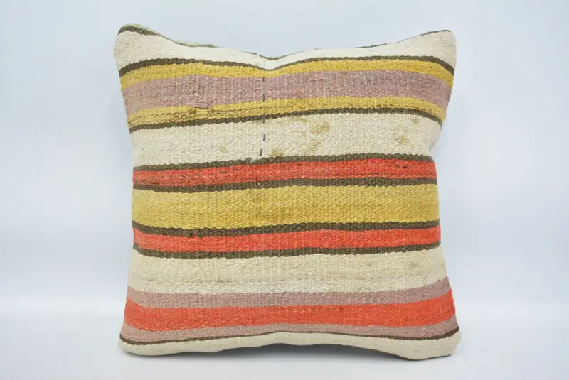 16x16 Beige Cushion Cover, Cushion Case, Sofa Bolster Cushion Cover, Interior Designer Pillow, Kilim Pillow, Christmas Pillow Sham, Vintage Pillow - 1