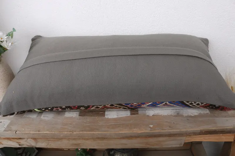 Pillow Sham, 12x24 Blue Pillow Case, Toss Pillow Sham, Turkish Pillow, Pillow for Sofa, Vintage Kilim Pillow, Boho Chic Pillow - 7