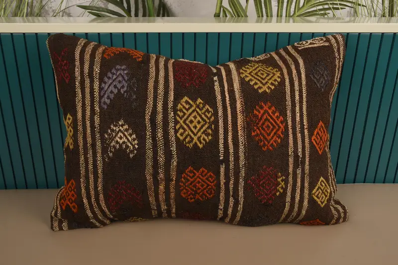 Brown Vintage Cushion Cover, Holiday Decor Gift 16x24 inch Cushion - 1