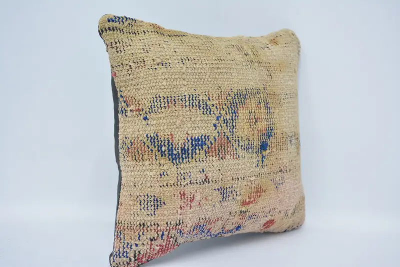 Pillow for Sofa, Cushion Case, Shabby Chic Pillow Cover, 14x14 Beige Cushion Cover, Wool Kilim Pillow Pillow Sham, Boho Pillow, Vintage Kilim Pillow - 3