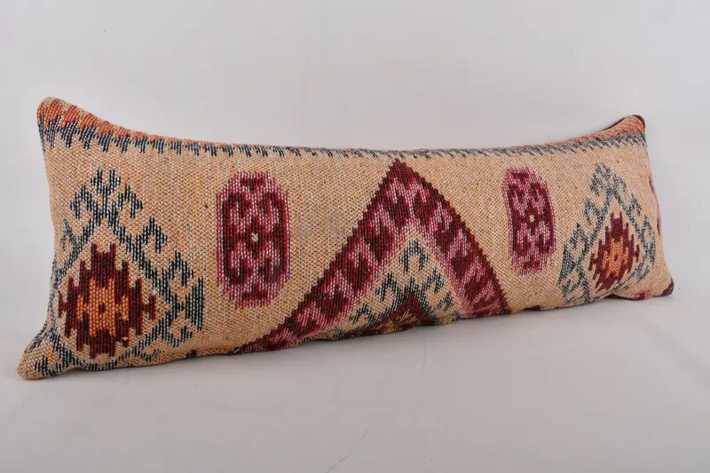 Kilim Cushion Sham, Kilim Pillow Cover, Cushion Cover, Tribal Cushion Case, Car Pillow Cover, Pillow for Couch, 12x36 Yellow Pillow - 2