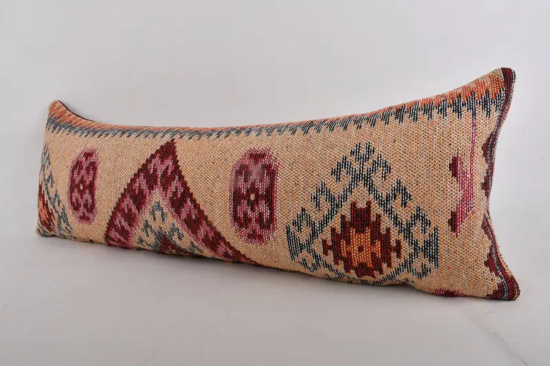 Kilim Cushion Sham, Kilim Pillow Cover, Cushion Cover, Tribal Cushion Case, Car Pillow Cover, Pillow for Couch, 12x36 Yellow Pillow - 3