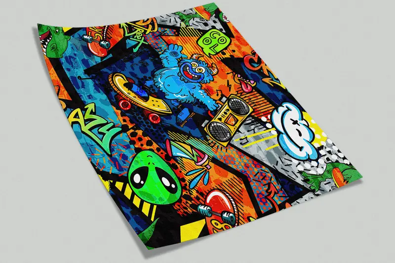 Custom Wall Paper,Street Graffiti Wall Painting,Cartoon Wall Decor,Modern Wall Paper,Paper Wall Art ,Colorful Graffiti Wall Mural, - 3