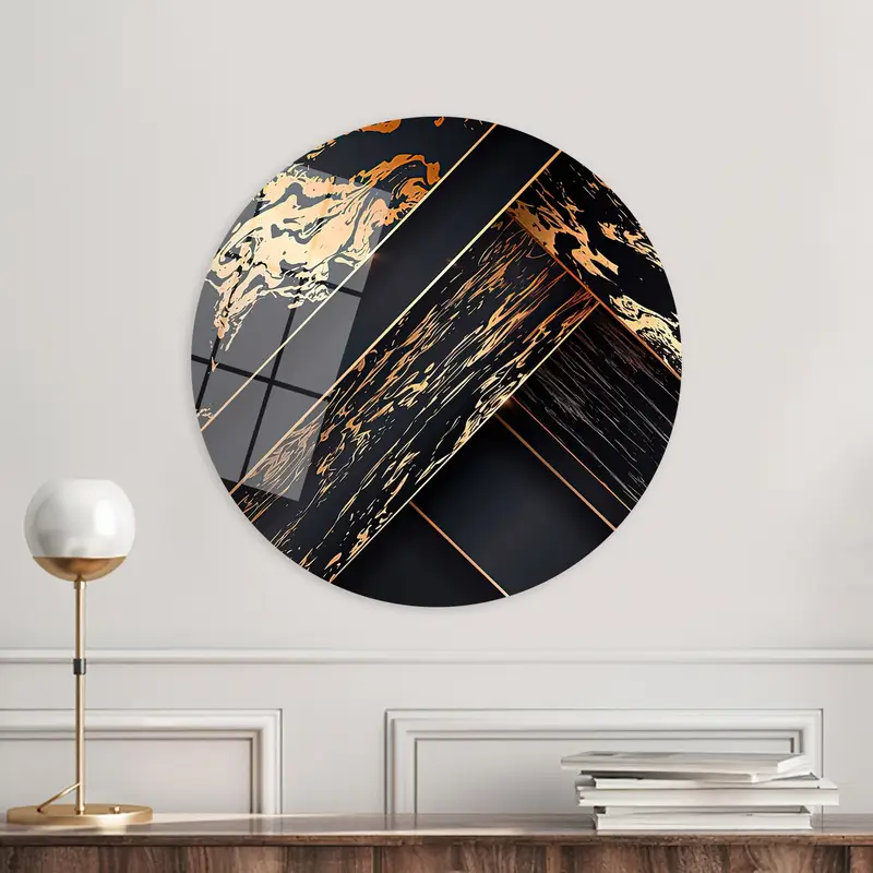 Elegant Black & Gold Modern Abstract Printed Canvas