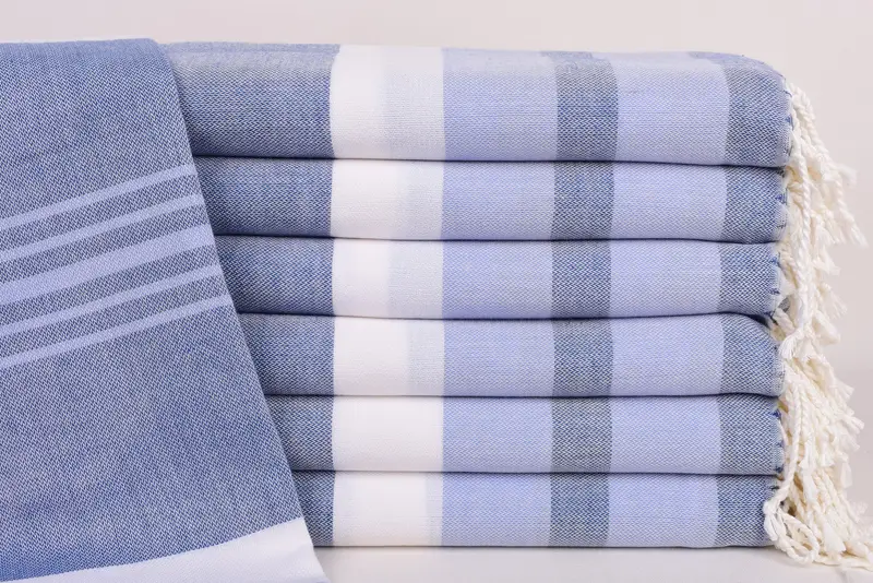 Personalized Beach Towel Navy-Dark Blue Stripes, Organic Cotton, 70x40 Inches