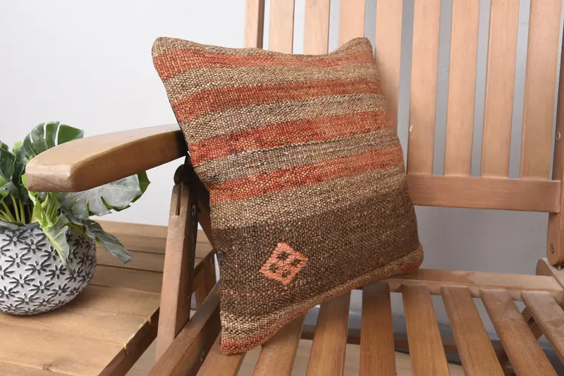 Aesthetic Pillow Cover, Interior Designer Pillow, 14x14 Brown Cushion Case, Boho Pillow, Vintage Pillow, Pillow, Custom Cushion Case - 2