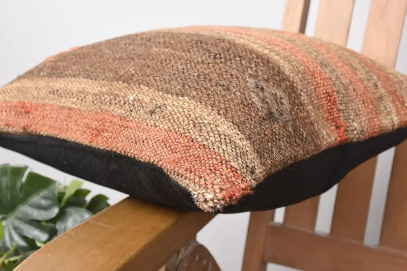 Aesthetic Pillow Cover, Interior Designer Pillow, 14x14 Brown Cushion Case, Boho Pillow, Vintage Pillow, Pillow, Custom Cushion Case - 6