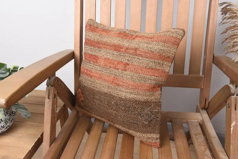 Aesthetic Pillow Cover, Interior Designer Pillow, 14x14 Brown Cushion Case, Boho Pillow, Vintage Pillow, Pillow, Custom Cushion Case - 3